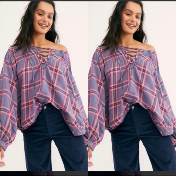 We The Free Tops - Free People We The Free Cloudbreaker Plaid Tunic Top Blouse Size Small